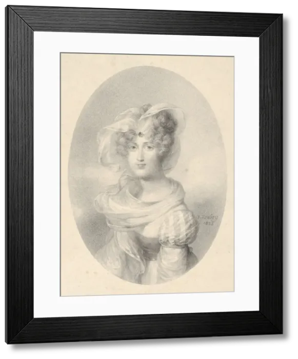 Framed Print : Portrait of Madame Ditte-Harmite, 1825. Creator: Jean-Baptiste Isabey Framed Print : Portrait of Madame Ditte-Harmite, 1825. Creator: Jean-Baptiste Isabey