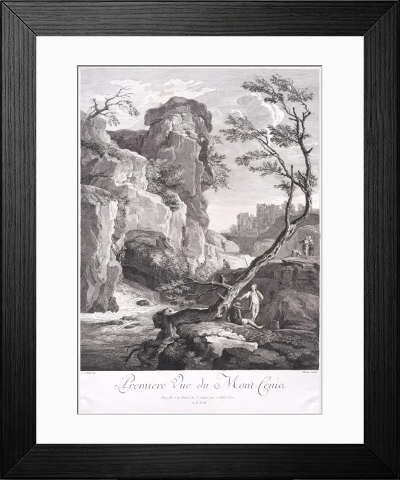 Framed Print : First View of Mount Cenia, ca. 1750-1800. Creator: Jacques II Chereau Framed Print : First View of Mount Cenia, ca. 1750-1800. Creator: Jacques II Chereau