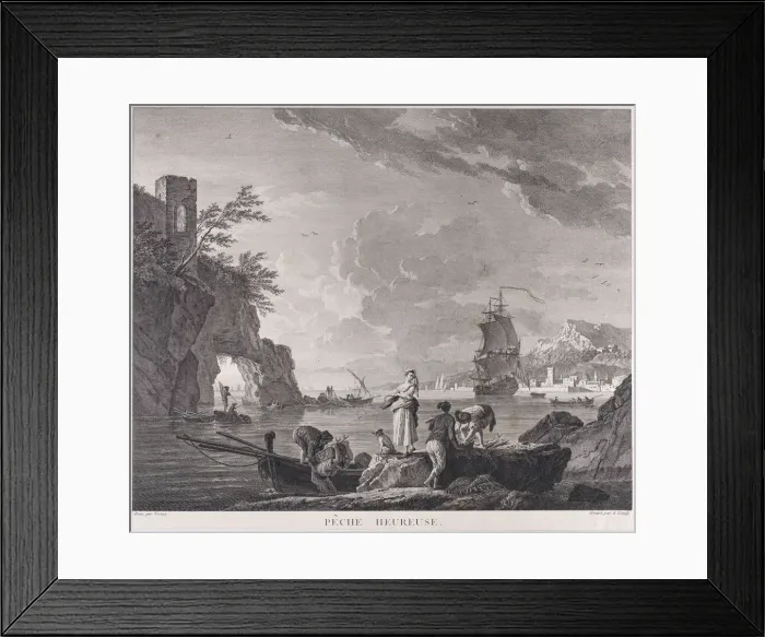 Framed Print : Happy Fishing, ca. 1760. Creator: Adrian Zingg Framed Print : Happy Fishing, ca. 1760. Creator: Adrian Zingg