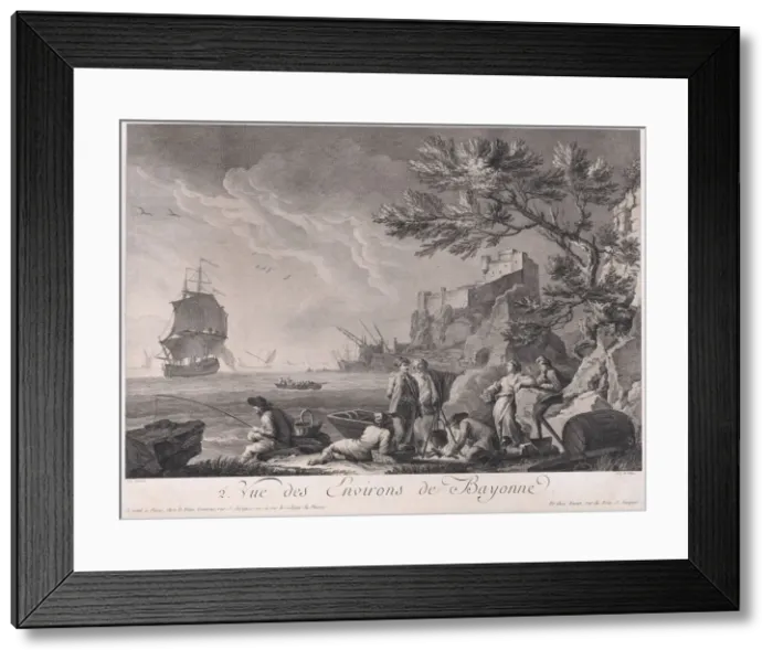 Framed Print : Second View of the Surroundings of Bayonne, ca. 1750-85. Creator: Jean Jacques Le Veau Framed Print : Second View of the Surroundings of Bayonne, ca. 1750-85. Creator: Jean Jacques Le Veau
