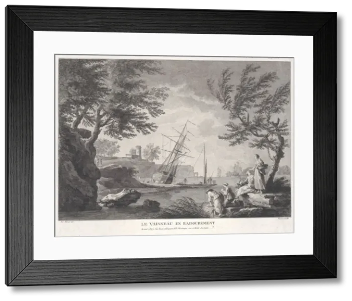 Framed Print : The Ship Being Repaired, ca. 1750-1800. Creator: Pierre Francois Basan Framed Print : The Ship Being Repaired, ca. 1750-1800. Creator: Pierre Francois Basan