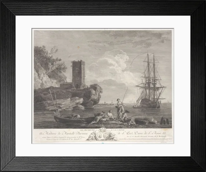 Framed Print : The Fishermen with their Lines, ca. 1770. Creator: Bertaud Framed Print : The Fishermen with their Lines, ca. 1770. Creator: Bertaud
