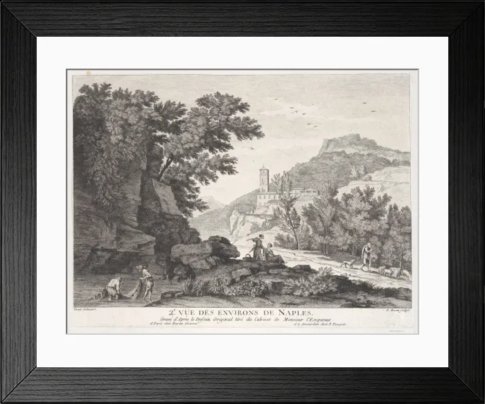 Framed Print : Deuxieme Vue des Environs de Naples, ca. 1765. Creator: Pierre Francois Basan Framed Print : Deuxieme Vue des Environs de Naples, ca. 1765. Creator: Pierre Francois Basan