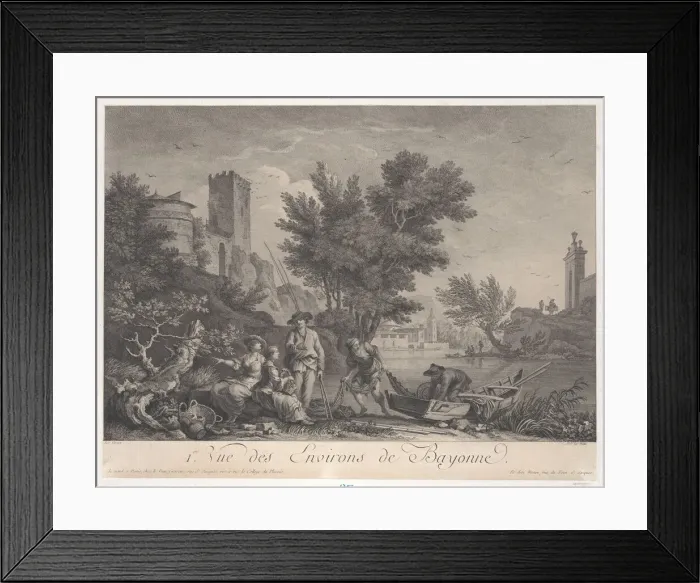 Framed Print : First View of the Surroundings of Bayonne, ca. 1775. Creator: Jean Jacques Le Veau Framed Print : First View of the Surroundings of Bayonne, ca. 1775. Creator: Jean Jacques Le Veau