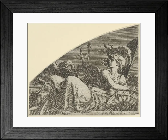 Framed Print : Bellona Seated on her Trophies, ca. 1540-45. Creator: Leon Davent Framed Print : Bellona Seated on her Trophies, ca. 1540-45. Creator: Leon Davent