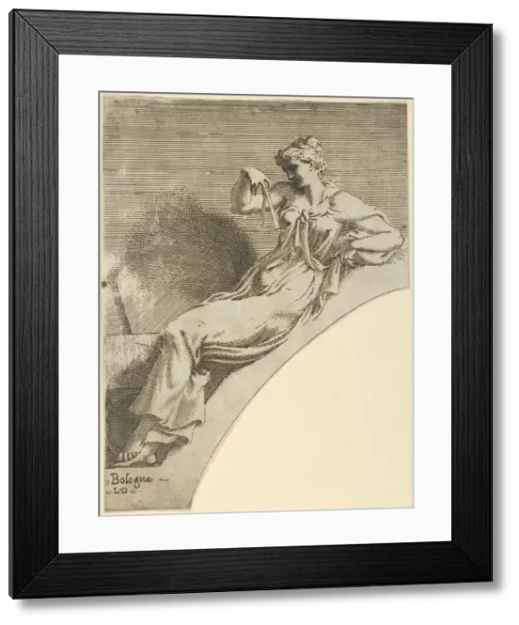 Framed Print : Erato, from the series Twelve Muses and Goddesses, ca. 1540-45. Creator: Leon Davent Framed Print : Erato, from the series Twelve Muses and Goddesses, ca. 1540-45. Creator: Leon Davent