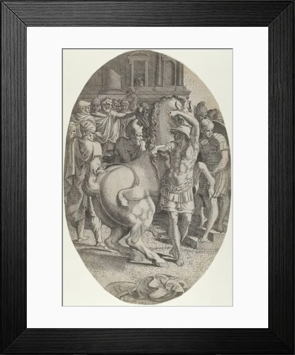 Framed Print : Alexander Mastering Bucephalus, ca. 1540-45. Creator: Leon Davent Framed Print : Alexander Mastering Bucephalus, ca. 1540-45. Creator: Leon Davent