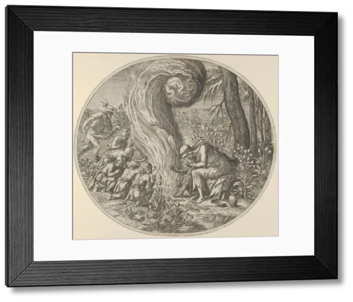 Framed Print : Sloth, after the Seven Deadly Sins, ca. 1550-55. Creator: Leon Davent Framed Print : Sloth, after the Seven Deadly Sins, ca. 1550-55. Creator: Leon Davent