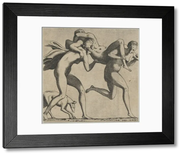 Framed Print : Woman Being Carried to a Libidinous Satyr, 1540-56. Creator: Leon Davent Framed Print : Woman Being Carried to a Libidinous Satyr, 1540-56. Creator: Leon Davent