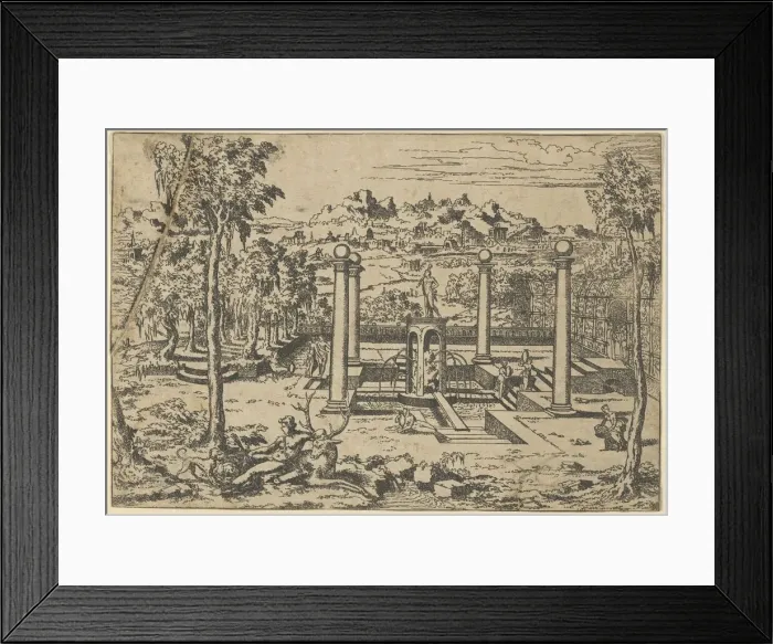 Framed Print : Landscape with Diana Resting, 1526-50. Creator: Leon Davent Framed Print : Landscape with Diana Resting, 1526-50. Creator: Leon Davent