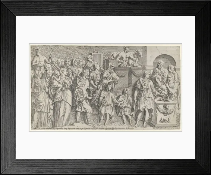 Framed Print : A sacrifice, copied from Trajans column, ca. 1540-45. Creator: Leon Davent Framed Print : A sacrifice, copied from Trajans column, ca. 1540-45. Creator: Leon Davent