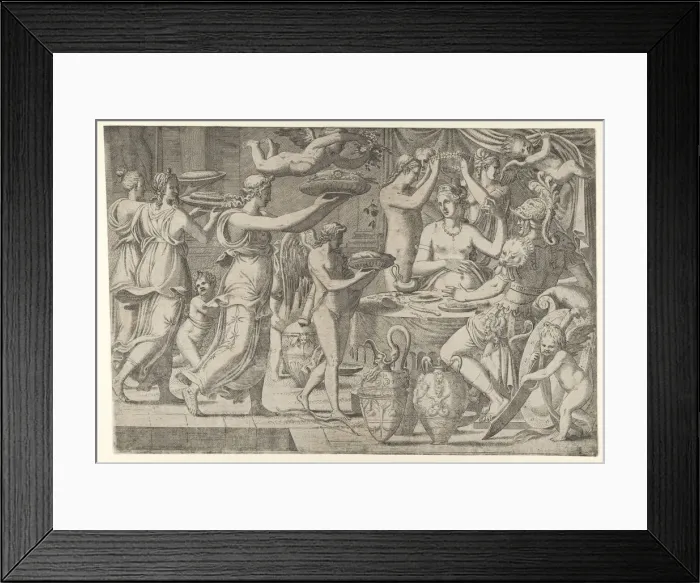 Framed Print : Mars and Venus Being Served at Table by Cupid, 1540-56. Creator: Leon Davent Framed Print : Mars and Venus Being Served at Table by Cupid, 1540-56. Creator: Leon Davent