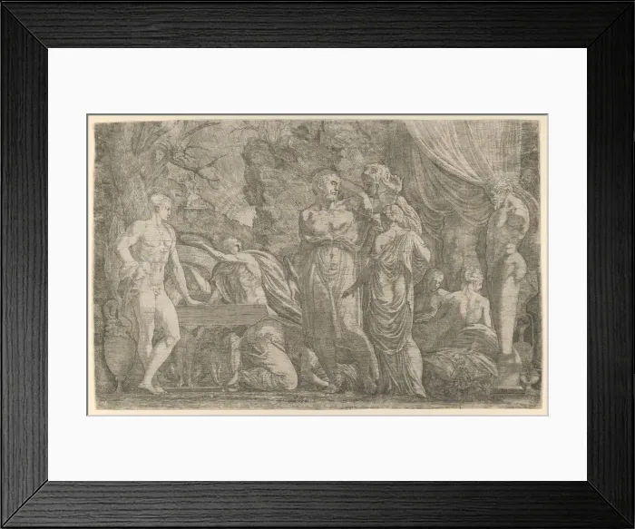 Framed Print : Hercules dressed as a Woman, 1540-56. Creator: Leon Davent Framed Print : Hercules dressed as a Woman, 1540-56. Creator: Leon Davent