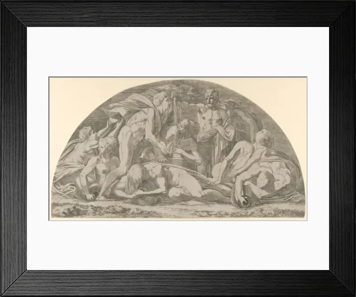 Framed Print : Jupiter Pressing the Stormclouds, 1540-56. Creator: Leon Davent Framed Print : Jupiter Pressing the Stormclouds, 1540-56. Creator: Leon Davent