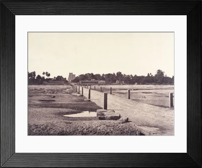 Framed Print : The Causeway Across the Vaigai River, January-March 1858. Creator: Captain Linnaeus Tripe Framed Print : The Causeway Across the Vaigai River, January-March 1858. Creator: Captain Linnaeus Tripe