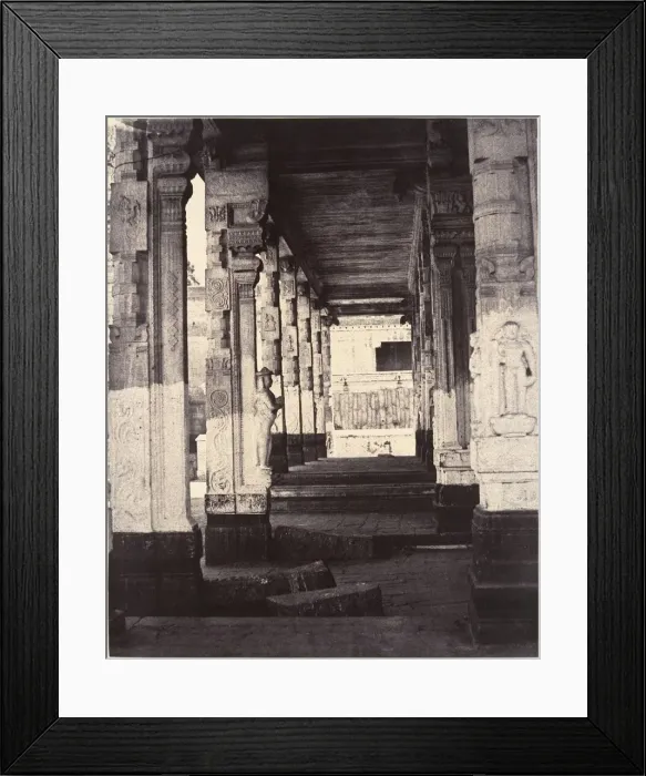 Framed Print : Side Colonnade in the Muroothappa Sarvacar Mundapam, January-March 1858. Creator: Captain Linnaeus Tripe Framed Print : Side Colonnade in the Muroothappa Sarvacar Mundapam, January-March 1858. Creator: Captain Linnaeus Tripe