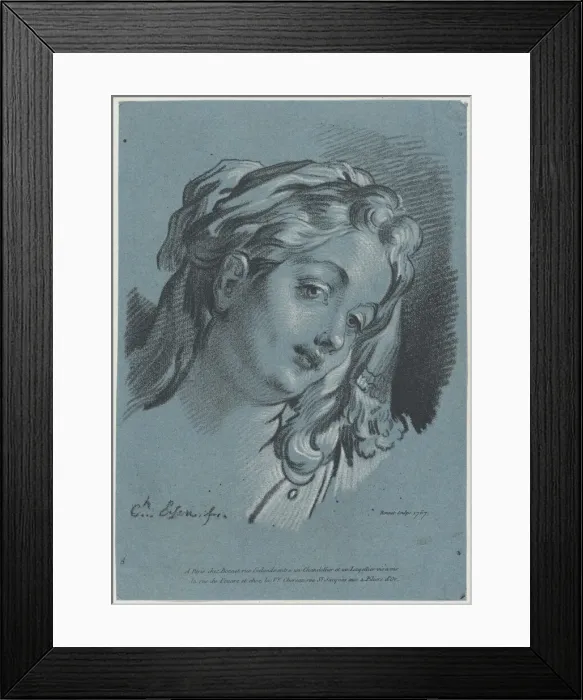 Framed Print : Head of a Woman, 1767. Creator: Louis Marin Bonnet Framed Print : Head of a Woman, 1767. Creator: Louis Marin Bonnet