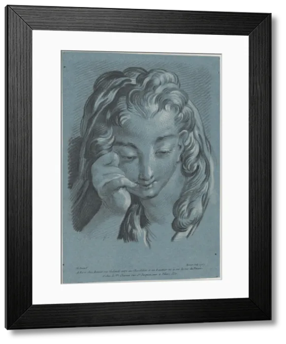 Framed Print : Head of a Woman, 1767. Creator: Louis Marin Bonnet Framed Print : Head of a Woman, 1767. Creator: Louis Marin Bonnet
