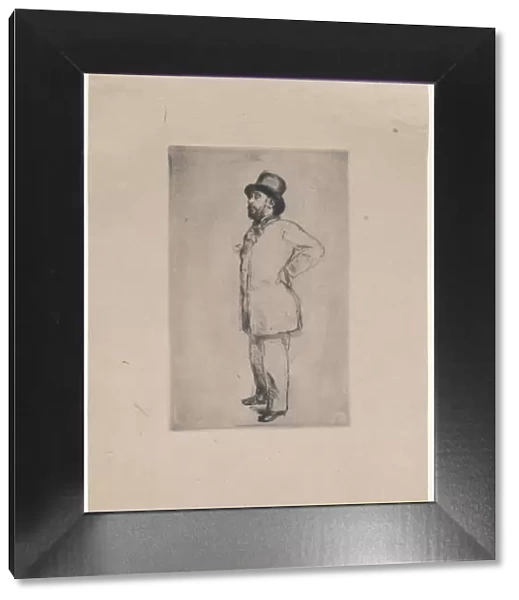 Portrait of Edgar Degas, wearing a hat, 1876. Creator: Marcellin-Gilbert Desboutin