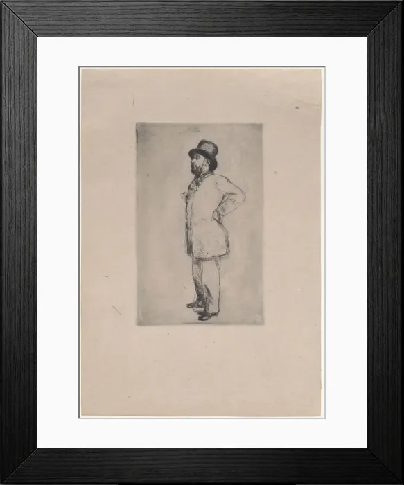 Framed Print : Portrait of Edgar Degas, wearing a hat, 1876. Creator: Marcellin-Gilbert Desboutin Framed Print : Portrait of Edgar Degas, wearing a hat, 1876. Creator: Marcellin-Gilbert Desboutin