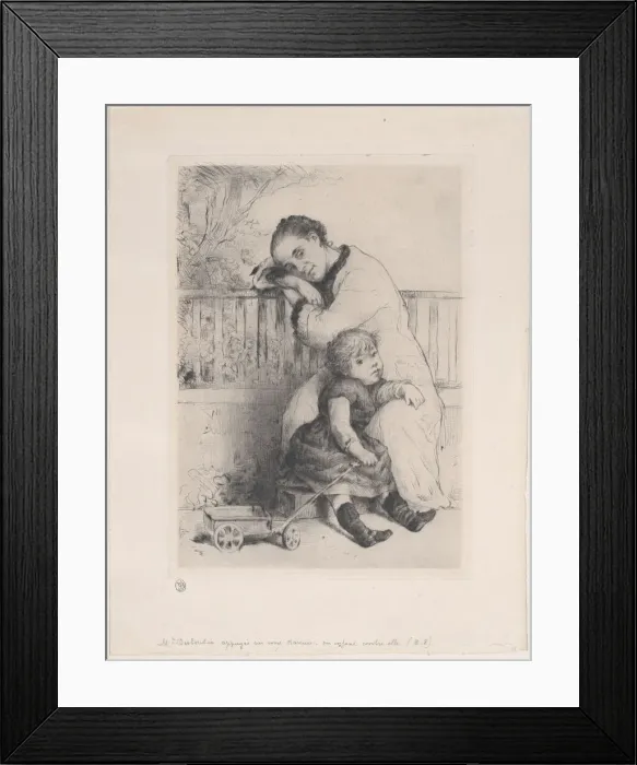 Framed Print : Le Repos de bebe, 1881. Creator: Marcellin-Gilbert Desboutin Framed Print : Le Repos de bebe, 1881. Creator: Marcellin-Gilbert Desboutin
