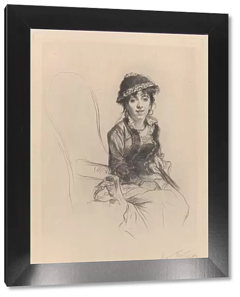 Portrait of Emma Dauvilliers, about 1889. Creator: Marcellin-Gilbert Desboutin