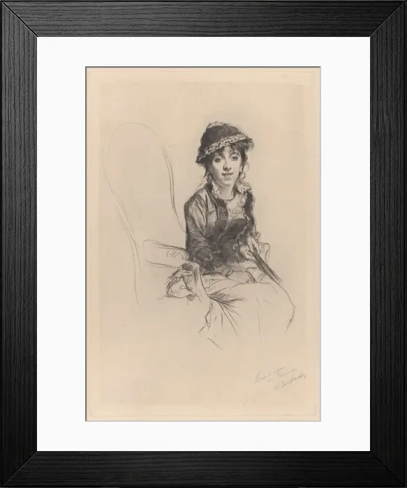 Framed Print : Portrait of Emma Dauvilliers, about 1889. Creator: Marcellin-Gilbert Desboutin Framed Print : Portrait of Emma Dauvilliers, about 1889. Creator: Marcellin-Gilbert Desboutin
