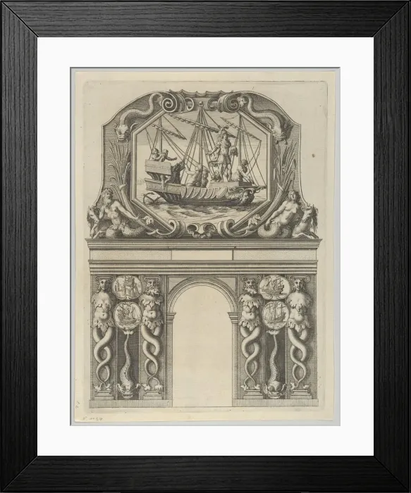 Framed Print : Triumphal arch, from Eloges et discours sur la triomphante reception du Roy en sa ville d... 1629. Creator: Melchior Tavernier Framed Print : Triumphal arch, from Eloges et discours sur la triomphante reception du Roy en sa ville d... 1629. Creator: Melchior Tavernier