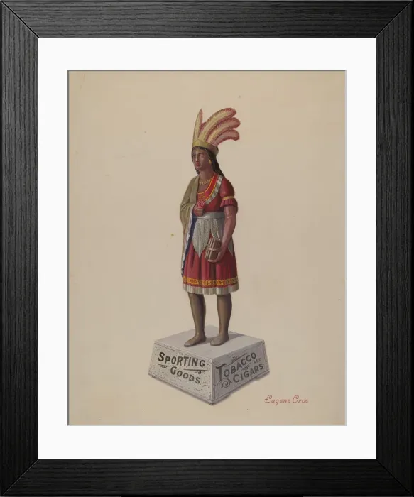 Framed Print : Cigar Store Indian, c. 1936. Creator: Eugene Croe Framed Print : Cigar Store Indian, c. 1936. Creator: Eugene Croe