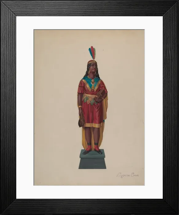 Framed Print : Cigar Store Indian, c. 1937. Creator: Eugene Croe Framed Print : Cigar Store Indian, c. 1937. Creator: Eugene Croe
