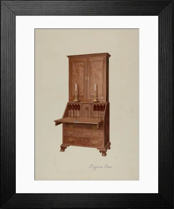 Framed Print : Secretary-desk Cabinet Top, c. 1937. Creator: Eugene Croe Framed Print : Secretary-desk Cabinet Top, c. 1937. Creator: Eugene Croe