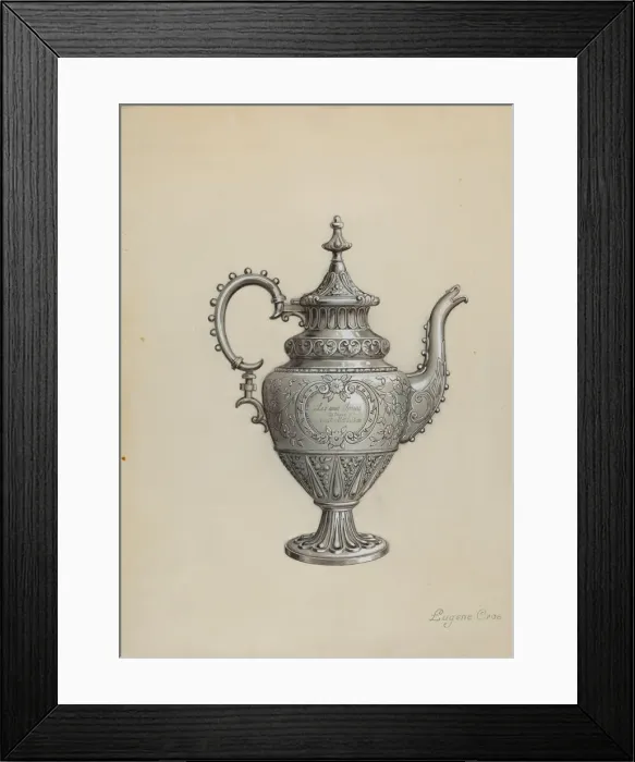 Framed Print : Silver Teapot, c. 1936. Creator: Eugene Croe Framed Print : Silver Teapot, c. 1936. Creator: Eugene Croe