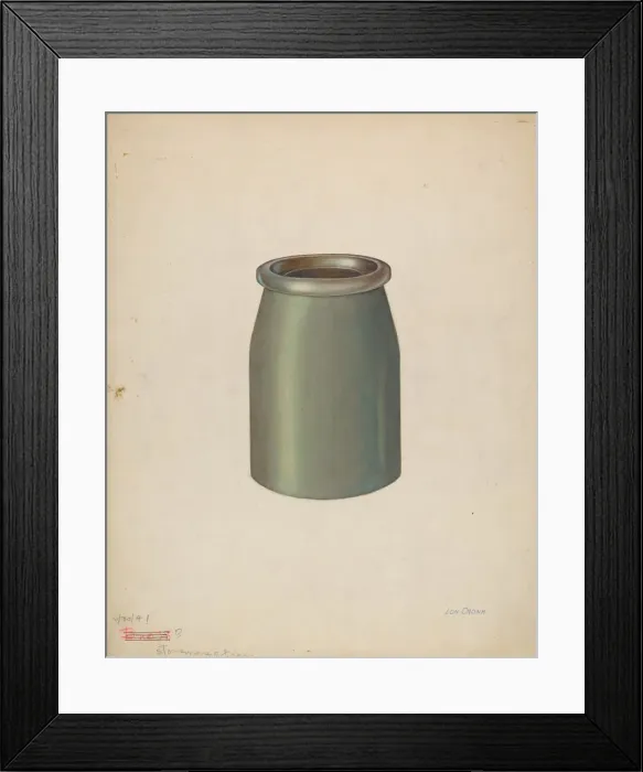 Framed Print : Stoneware Quart Jar, 1941. Creator: Lon Cronk Framed Print : Stoneware Quart Jar, 1941. Creator: Lon Cronk
