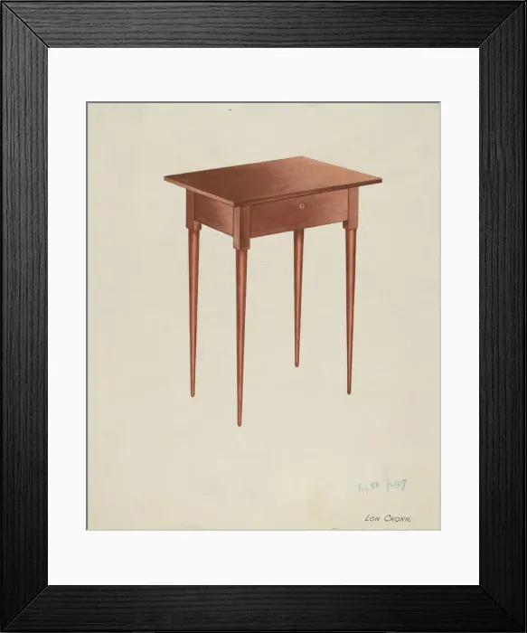 Framed Print : Shaker Candle Table, c. 1937. Creator: Lon Cronk Framed Print : Shaker Candle Table, c. 1937. Creator: Lon Cronk