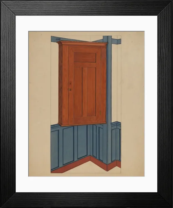 Framed Print : Shaker Small Corner Cupboard, c. 1937. Creator: Lon Cronk Framed Print : Shaker Small Corner Cupboard, c. 1937. Creator: Lon Cronk
