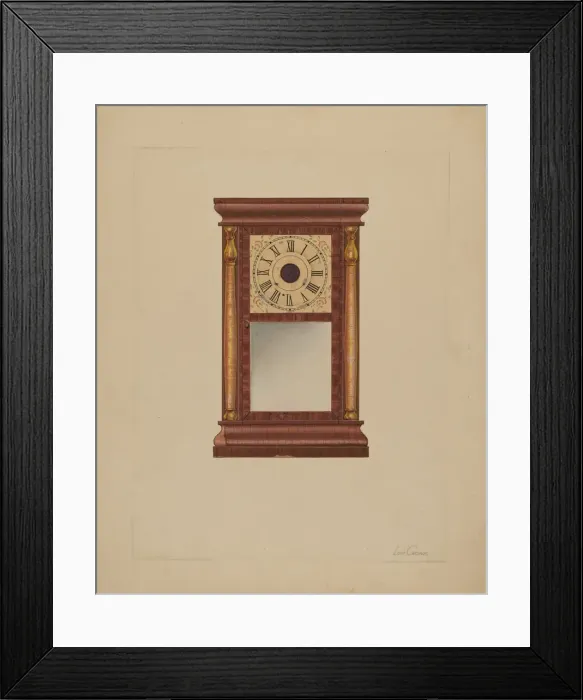 Framed Print : Mantle Clock, c. 1937. Creator: Lon Cronk