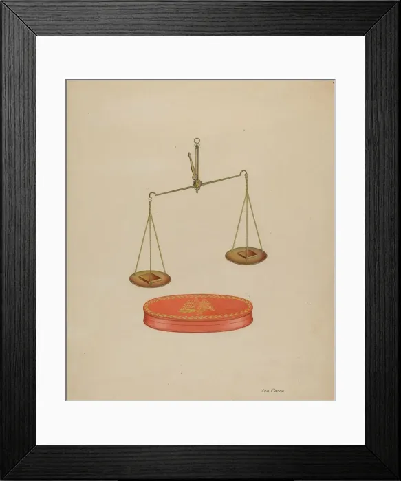 Framed Print : Shaker Scales, 1935 / 1942. Creator: Lon Cronk Framed Print : Shaker Scales, 1935 / 1942. Creator: Lon Cronk