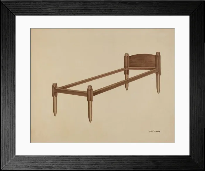Framed Print : Shaker Bed, 1935 / 1942. Creator: Lon Cronk Framed Print : Shaker Bed, 1935 / 1942. Creator: Lon Cronk