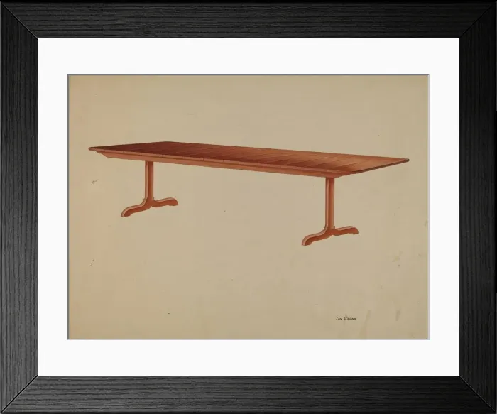 Framed Print : Shaker Refectory Table, c. 1939. Creator: Lon Cronk Framed Print : Shaker Refectory Table, c. 1939. Creator: Lon Cronk