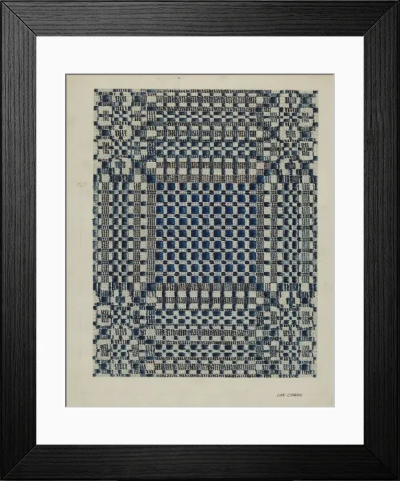 Framed Print : Coverlet, c. 1937. Creator: Lon Cronk Framed Print : Coverlet, c. 1937. Creator: Lon Cronk