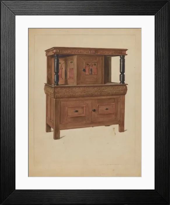 Framed Print : Press Cupboard, 1936. Creator: Elizabeth Curtis Framed Print : Press Cupboard, 1936. Creator: Elizabeth Curtis