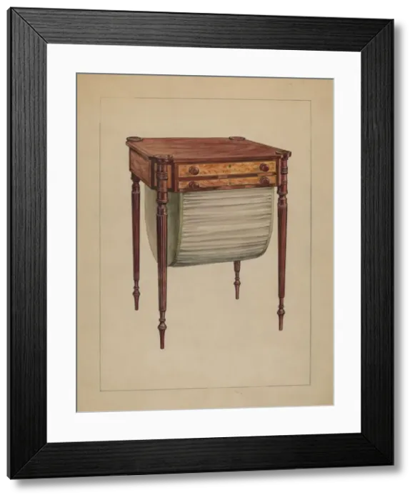 Framed Print : Sewing Table, c. 1936. Creator: Elizabeth Curtis Framed Print : Sewing Table, c. 1936. Creator: Elizabeth Curtis