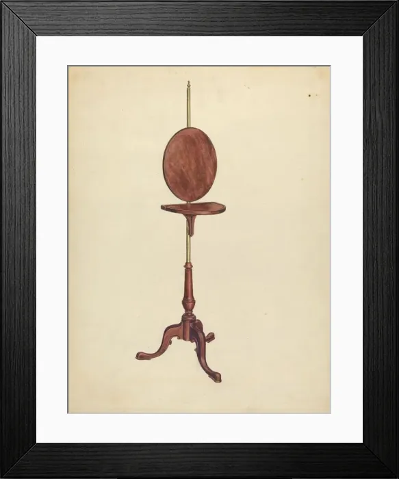 Framed Print : Pole Screen and Candlestand, c. 1936. Creator: Elizabeth Curtis Framed Print : Pole Screen and Candlestand, c. 1936. Creator: Elizabeth Curtis