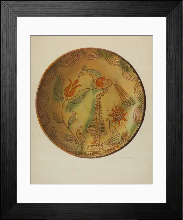 Framed Print : Pa. German Plate, c. 1938. Creator: Austin L. Davison Framed Print : Pa. German Plate, c. 1938. Creator: Austin L. Davison