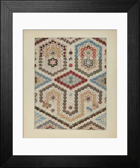 Framed Print : Patchwork Quilt, c. 1939. Creator: Sylvia DeZon Framed Print : Patchwork Quilt, c. 1939. Creator: Sylvia DeZon