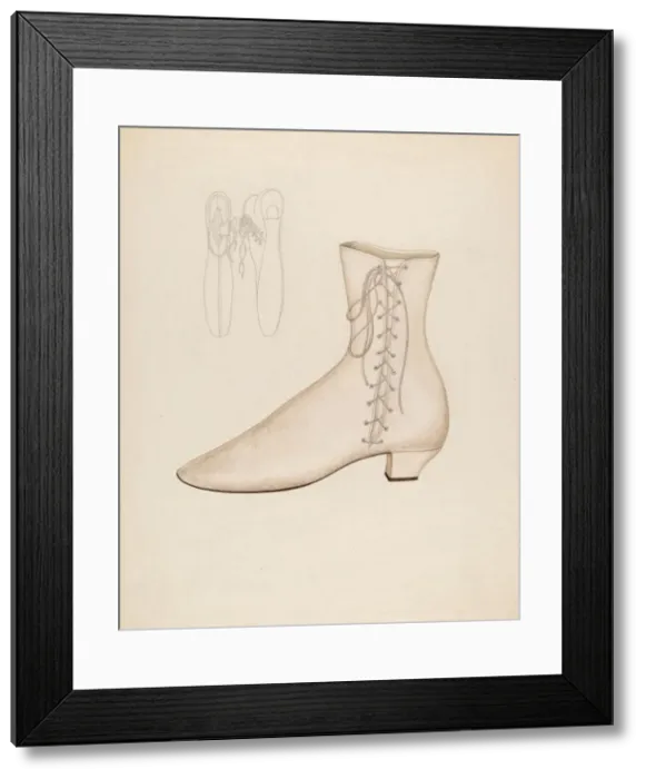 Framed Print : Womans Shoe, c. 1937. Creator: Sylvia DeZon Framed Print : Womans Shoe, c. 1937. Creator: Sylvia DeZon
