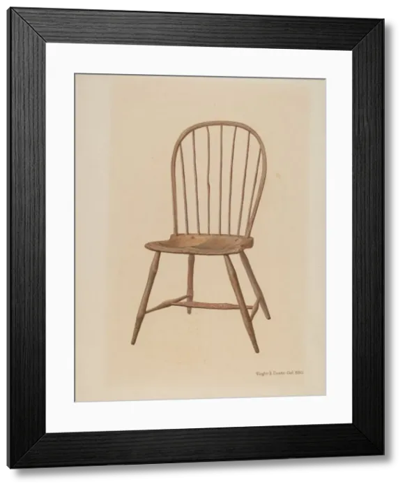 Framed Print : Windsor Comb-Back Chair, 1940. Creator: Roger Deats Framed Print : Windsor Comb-Back Chair, 1940. Creator: Roger Deats