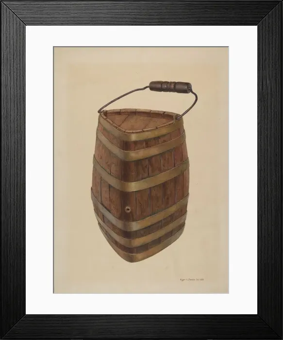 Framed Print : Triangle Field Water Keg, c. 1939. Creator: Roger Deats Framed Print : Triangle Field Water Keg, c. 1939. Creator: Roger Deats
