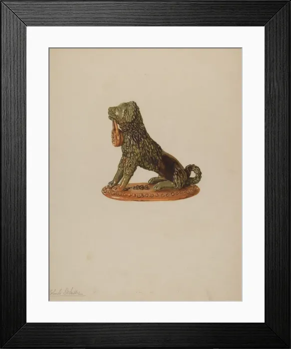 Framed Print : Statuette of a Dog, c. 1938. Creator: Yolande Delasser Framed Print : Statuette of a Dog, c. 1938. Creator: Yolande Delasser