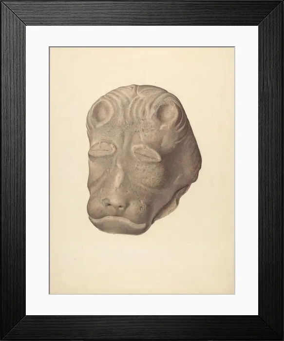 Framed Print : Lions Head (one of pair), c. 1940. Creator: Edward DiGennero Framed Print : Lions Head (one of pair), c. 1940. Creator: Edward DiGennero